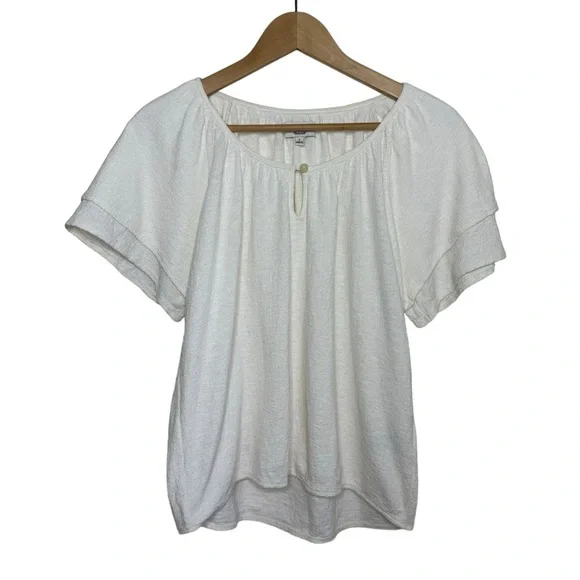 Madewell Texture & Thread sleeve top in bright Ivory  SZ. S - Picture 3 of 9